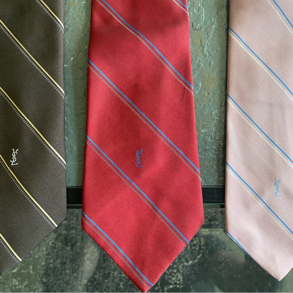 3x Yves Saint Laurent Designer Men's Neck Ties